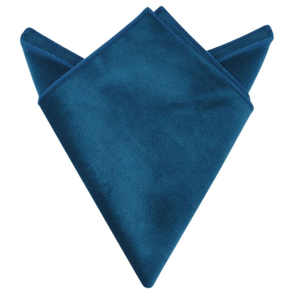 Velvet Self Fold Solid Color Pocket Square for Suit Formal Navy Blue